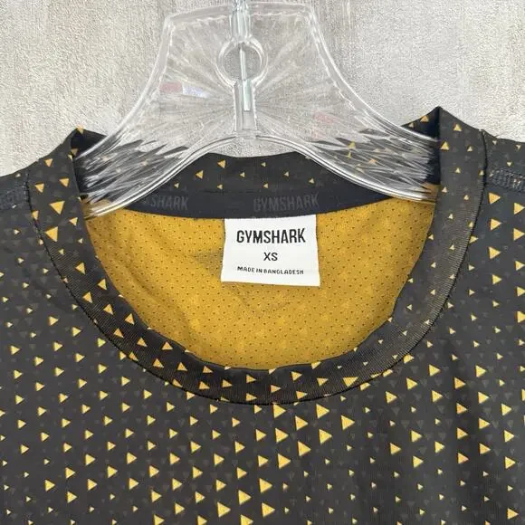 Gymshark Shirt Mens XS Yellow Volt Geometric Athleisure Fitness Gym Workout - Picture 4 of 14